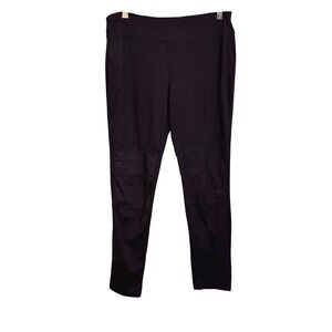 Pink Rose Women Black Moto Ribbed Knee Leggings Size Large PS833138